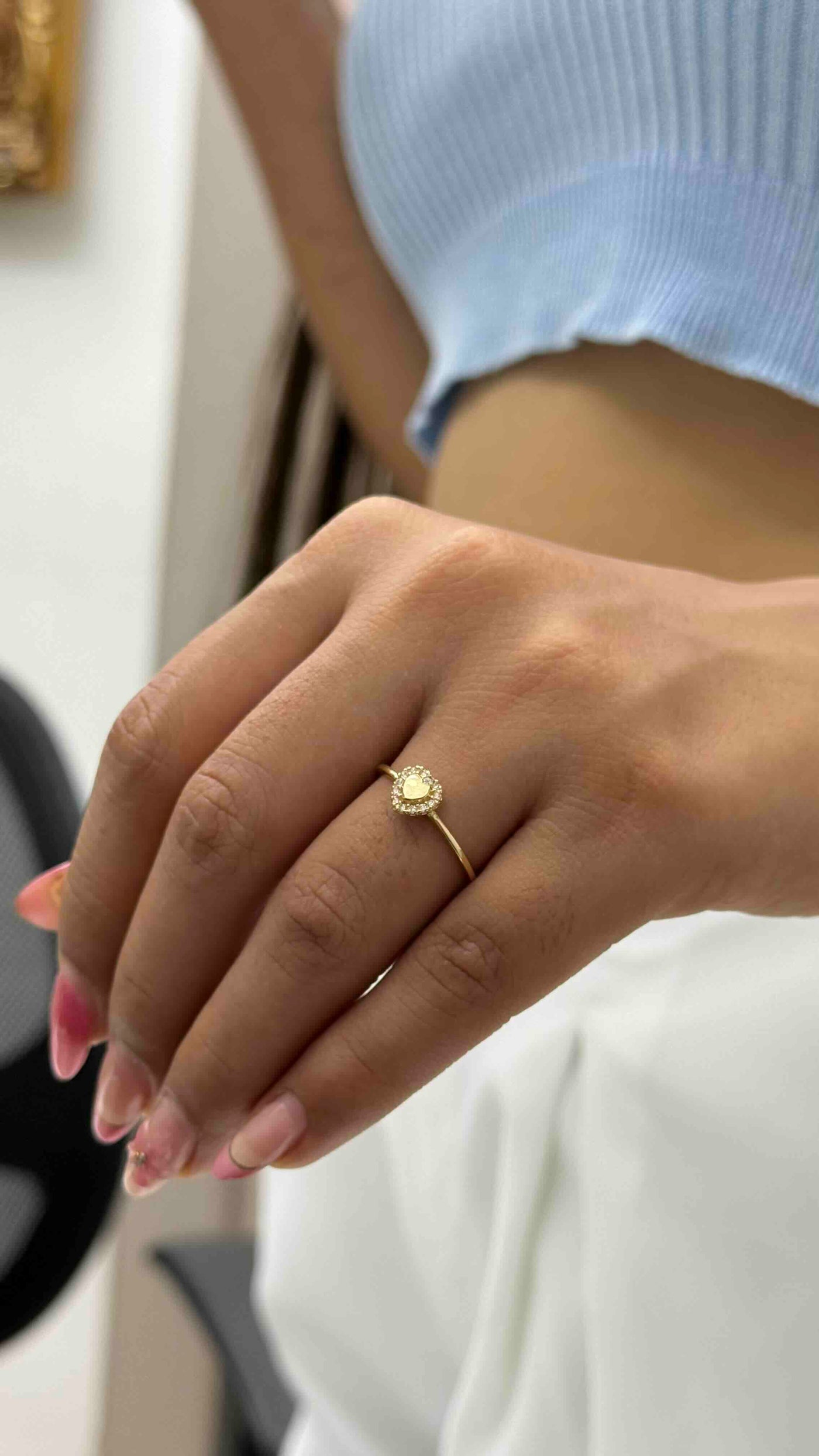 Anillo Corazón Doble Zircon Blanco