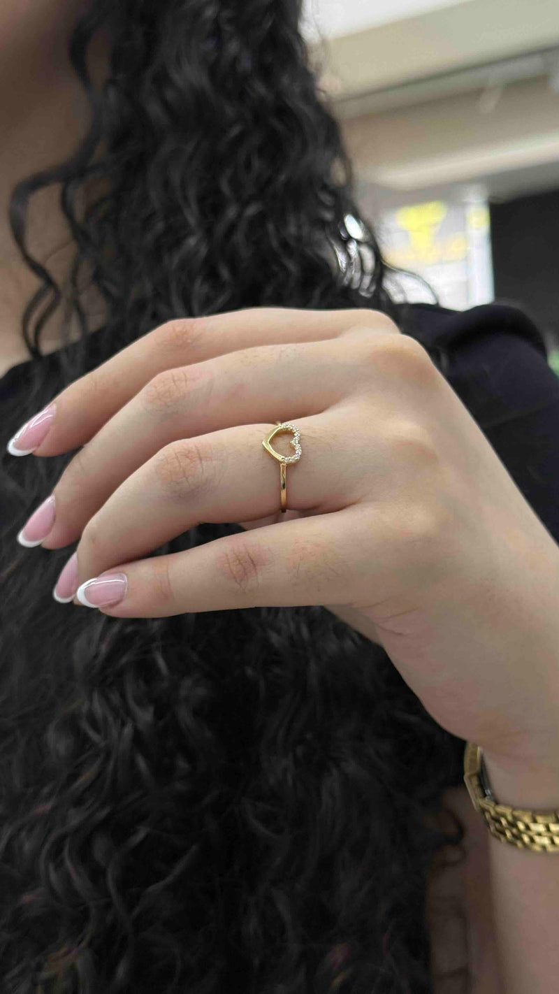 Anillo Corazón Zircon Blanco