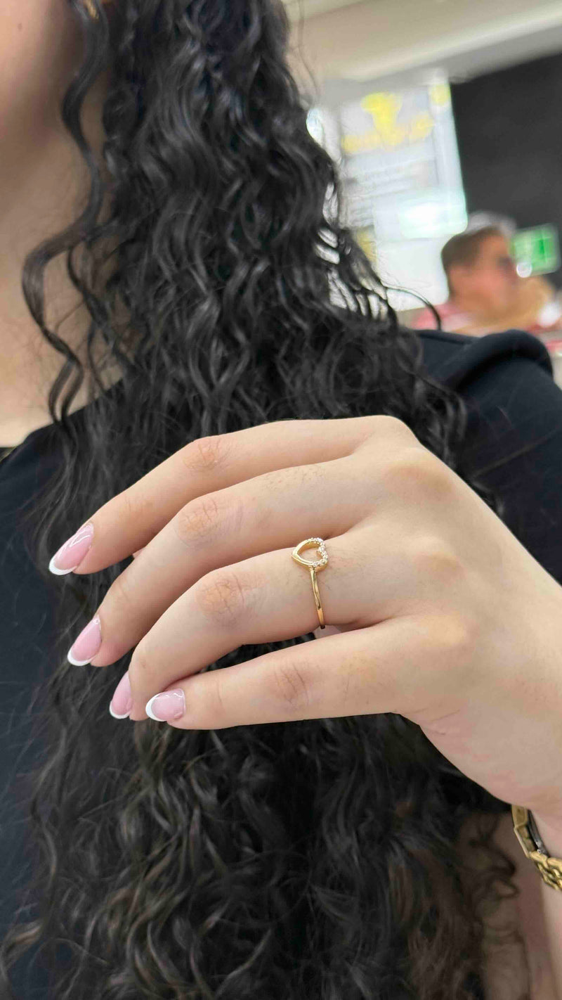 Anillo Corazón Zircon Blanco