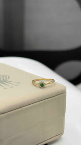 Anillo Tf Zircon Verde y Blanco