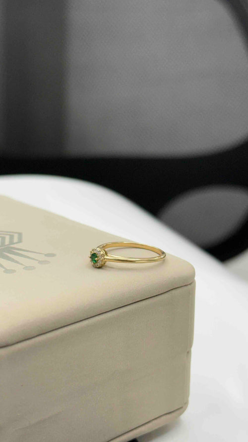 Anillo Tf Zircon Verde y Blanco