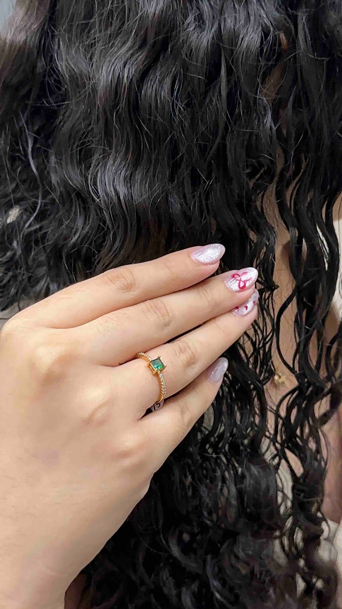 Anillo cuadrado circón Verde
