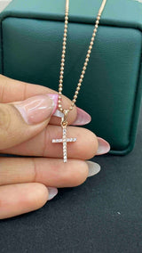 DIJE CRUZ ZIRCON BL ORO ROSA 18K