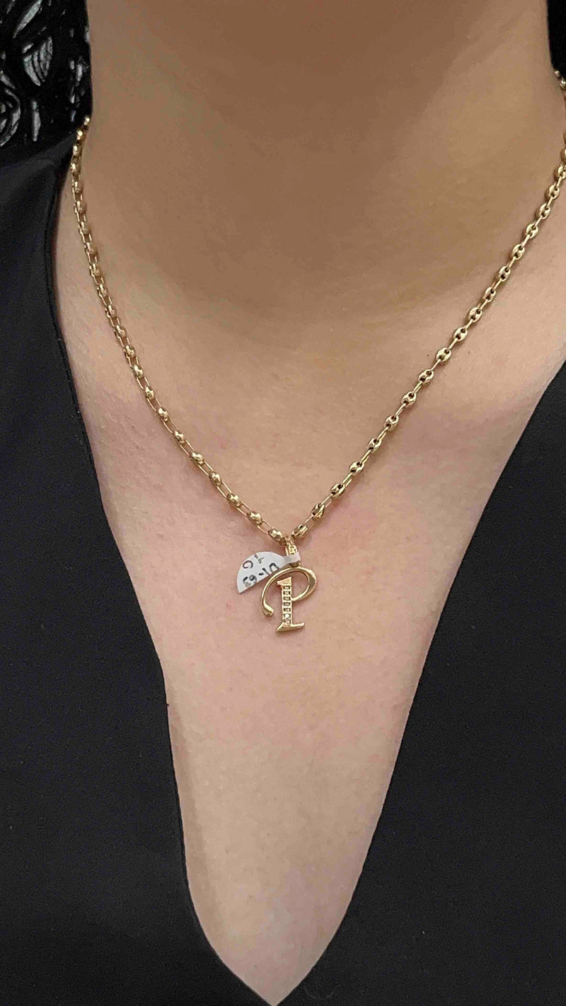 DIJE LETRA P ZIRCONES ORO AM 18K