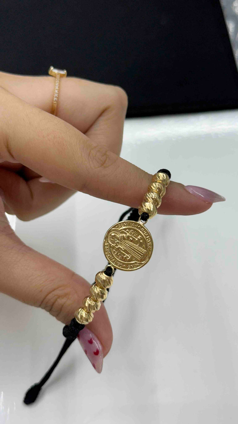 PULSERA CON HERRAJE SAN BENITO Y BALIN DIAMANTADO #6