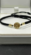 PULSERA TEJIDA CON HERRAJE N Y BALINES DIAMANTADOS #4