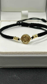 PULSERA TEJIDA CON HERRAJE N Y BALINES DIAMANTADOS #4