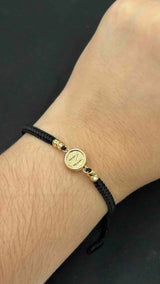 PULSERA TEJIDA CON HERRAJE N Y BALINES DIAMANTADOS #4
