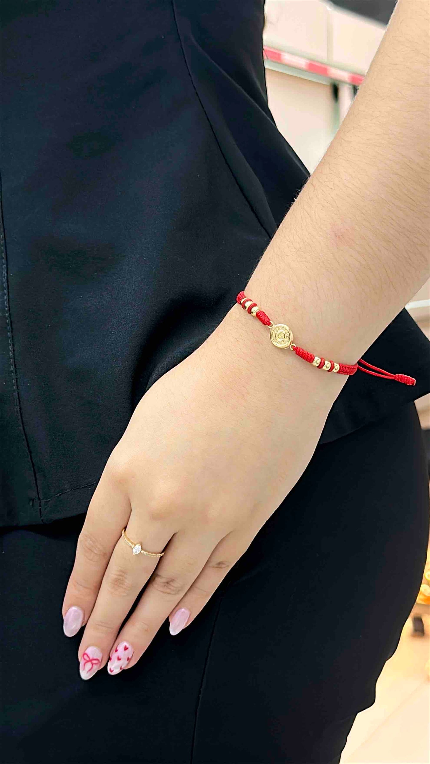 PULSERA TEJIDA HERRAJE C CON BALINES LISOS #4
