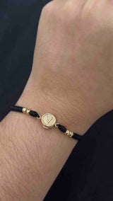 PULSERA TEJIDA HERRAJE LETRA V, BALIN #4