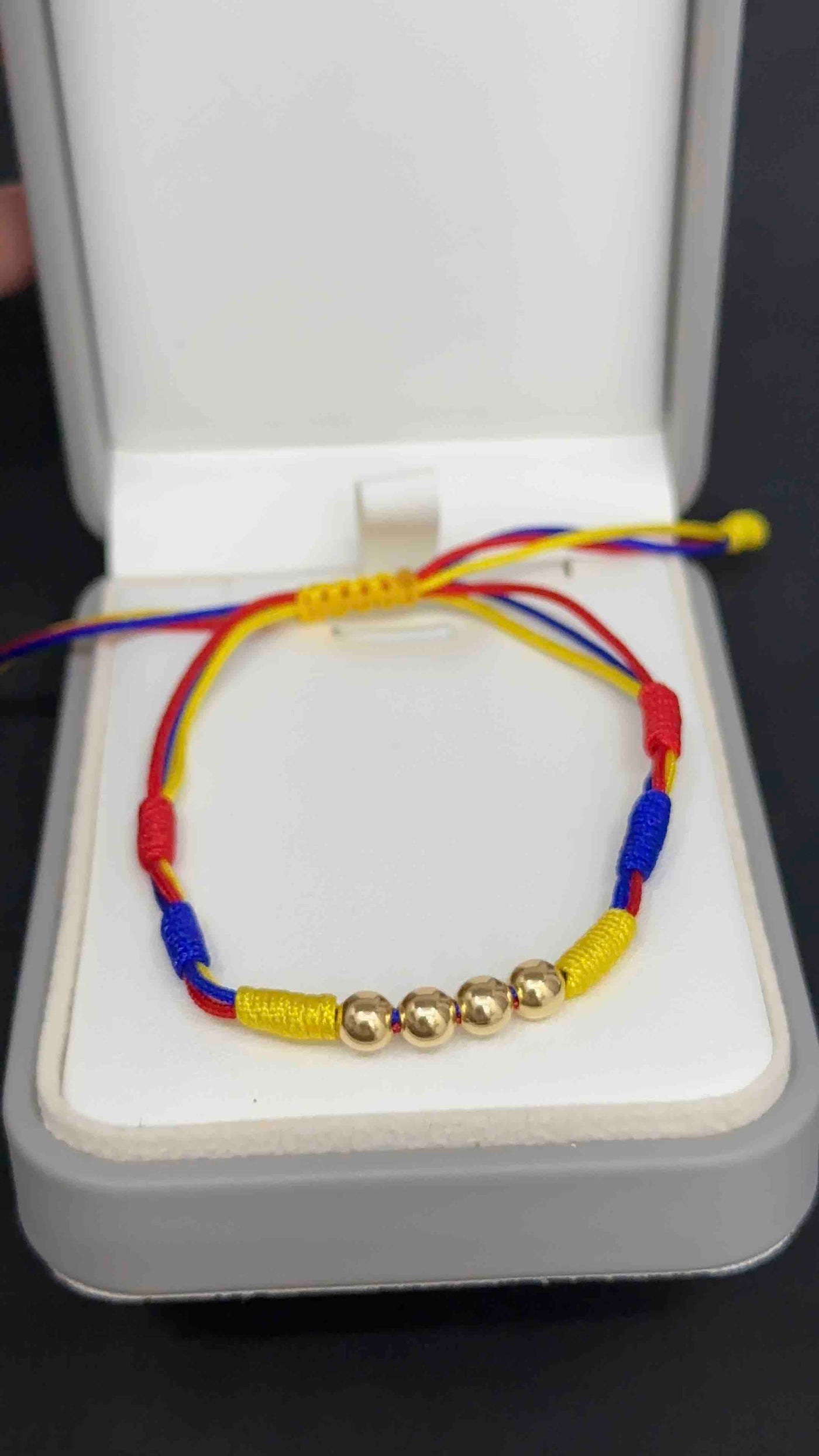 PULSERA TRICOLOR 3 NUDOS CON BALIN LISO #5