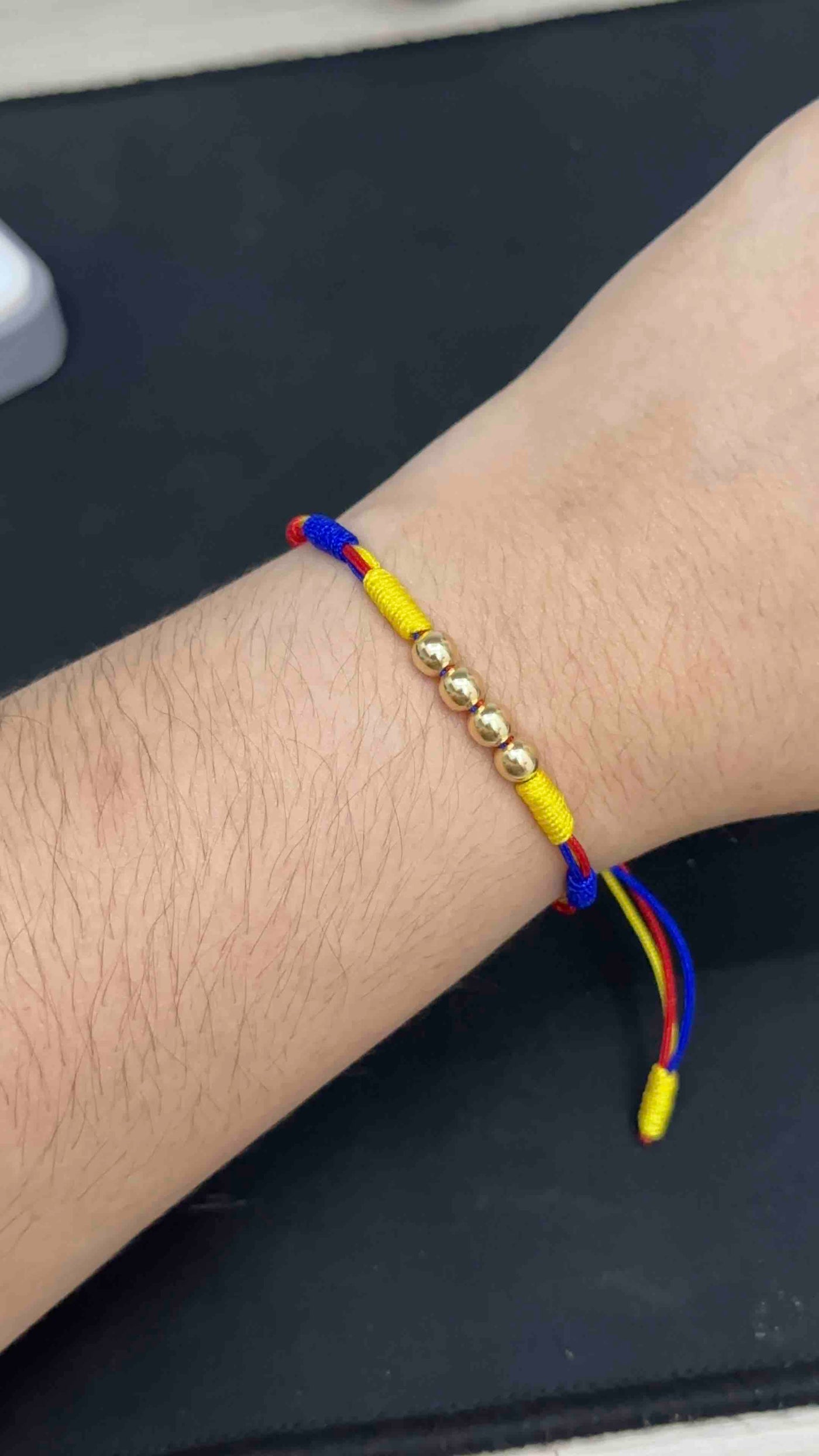 PULSERA TRICOLOR 3 NUDOS CON BALIN LISO #5
