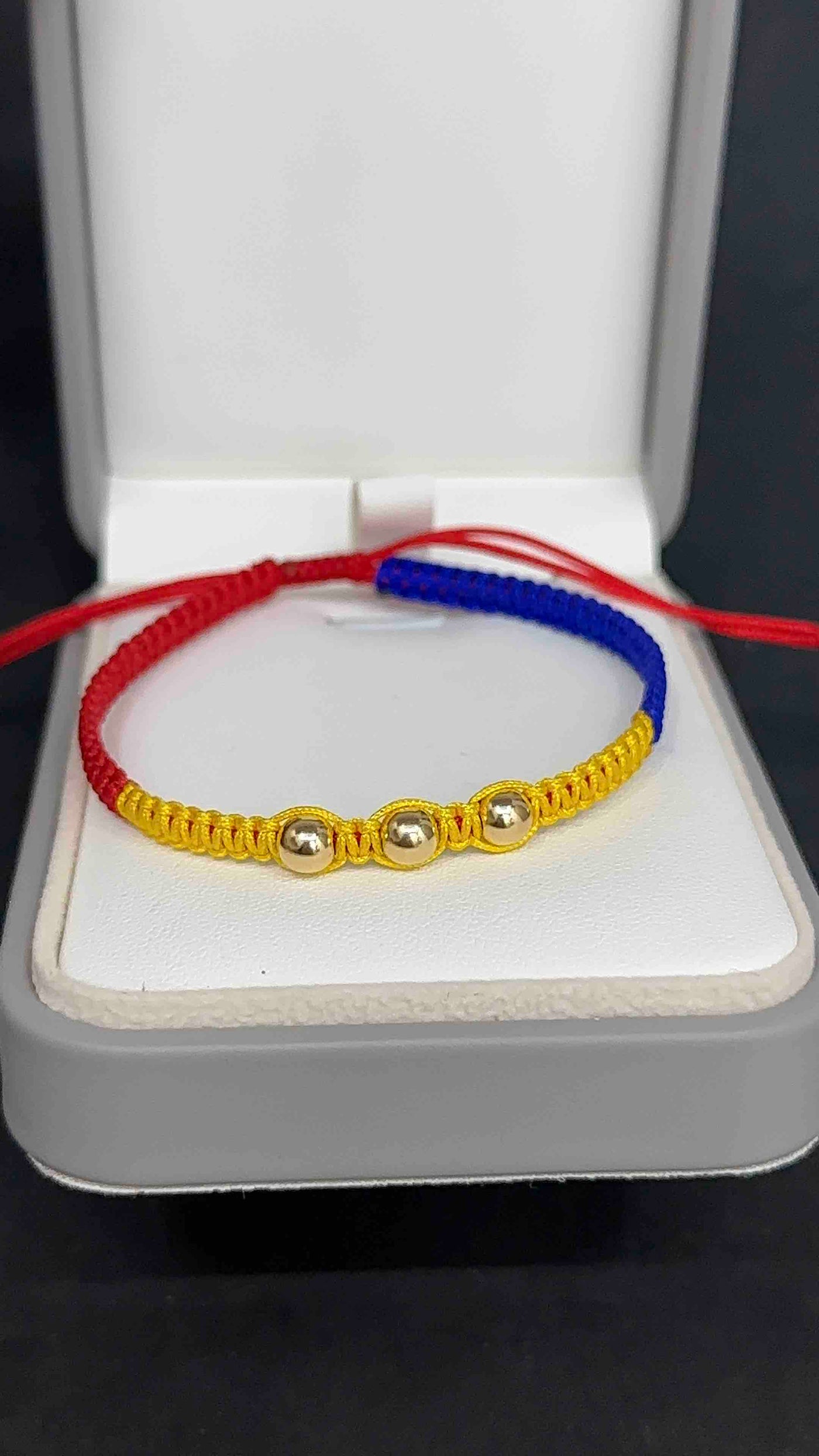 PULSERA TRICOLOR CON BALIN DIAMANTADO LISO #5