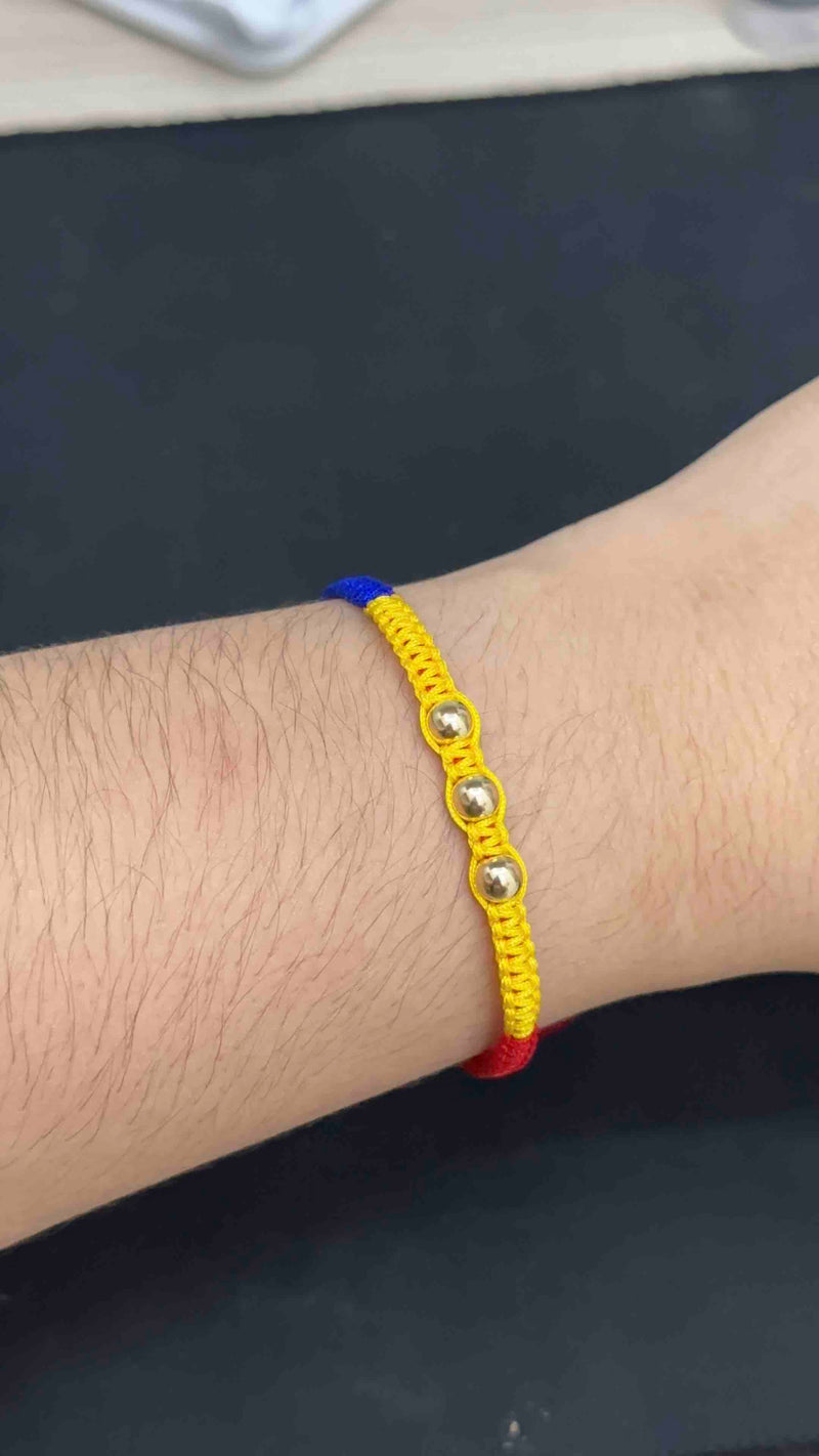 PULSERA TRICOLOR CON BALIN DIAMANTADO LISO #5