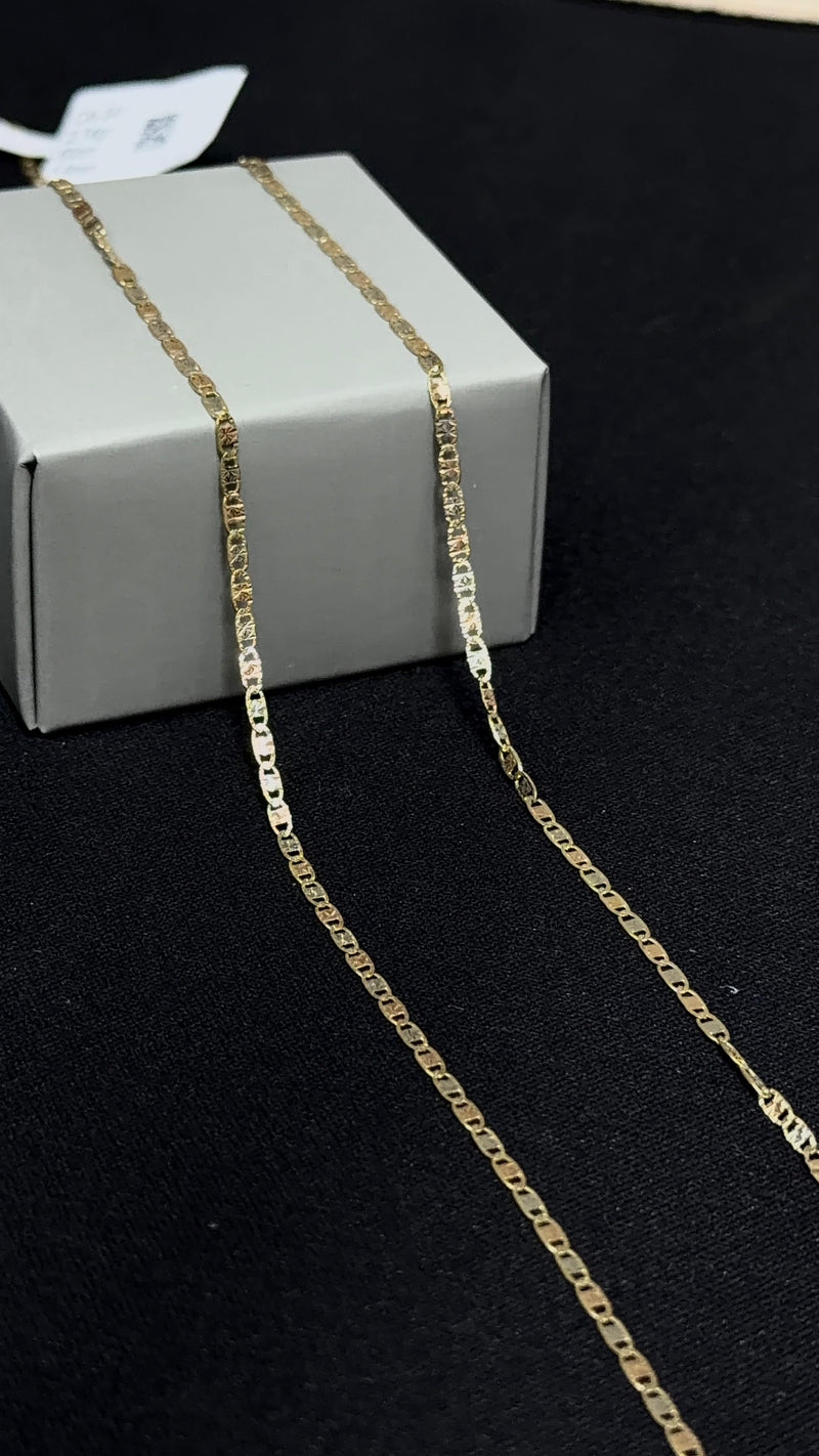 CADENA ESCALERA 3 OROS FORMA CORAZÓN DIAMANTADO/ 3,64gr/ 2.45mm/ 50cm/ Oro Italiano 18k