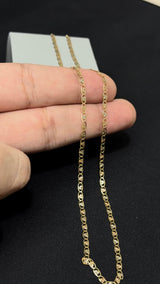 CADENA ESCALERA 3 OROS FORMA CORAZÓN DIAMANTADO/ 3,64gr/ 2.45mm/ 50cm/ Oro Italiano 18k
