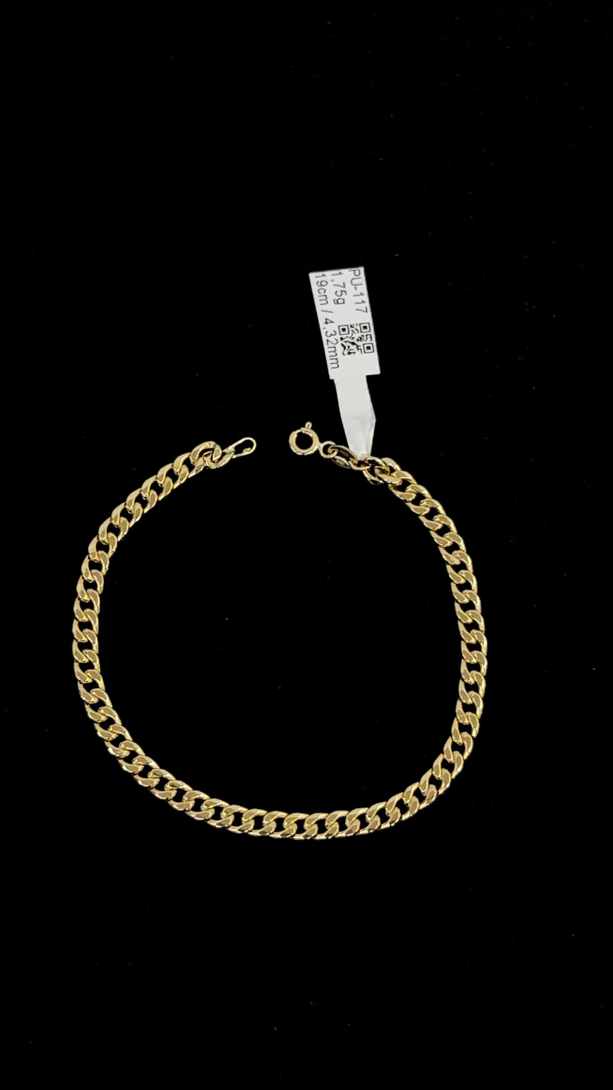 PULSERA CUBANA / 1,75gr/ 4,32mm/ 19cm/ Oro Italiano 18k