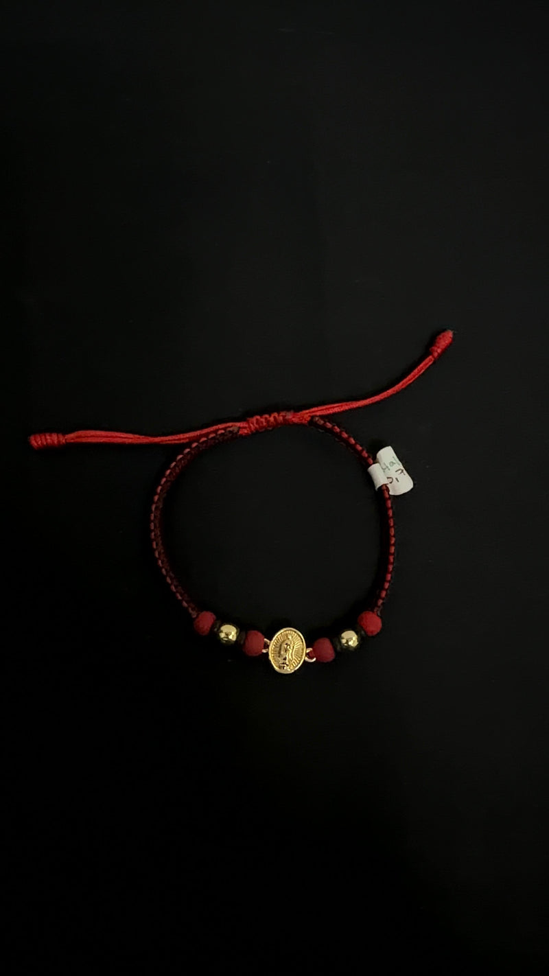 PULSERA TEJIDA HERRAJE VIRGEN DE GUADALUPE / 0,7gr/ Oro Nacional 18k