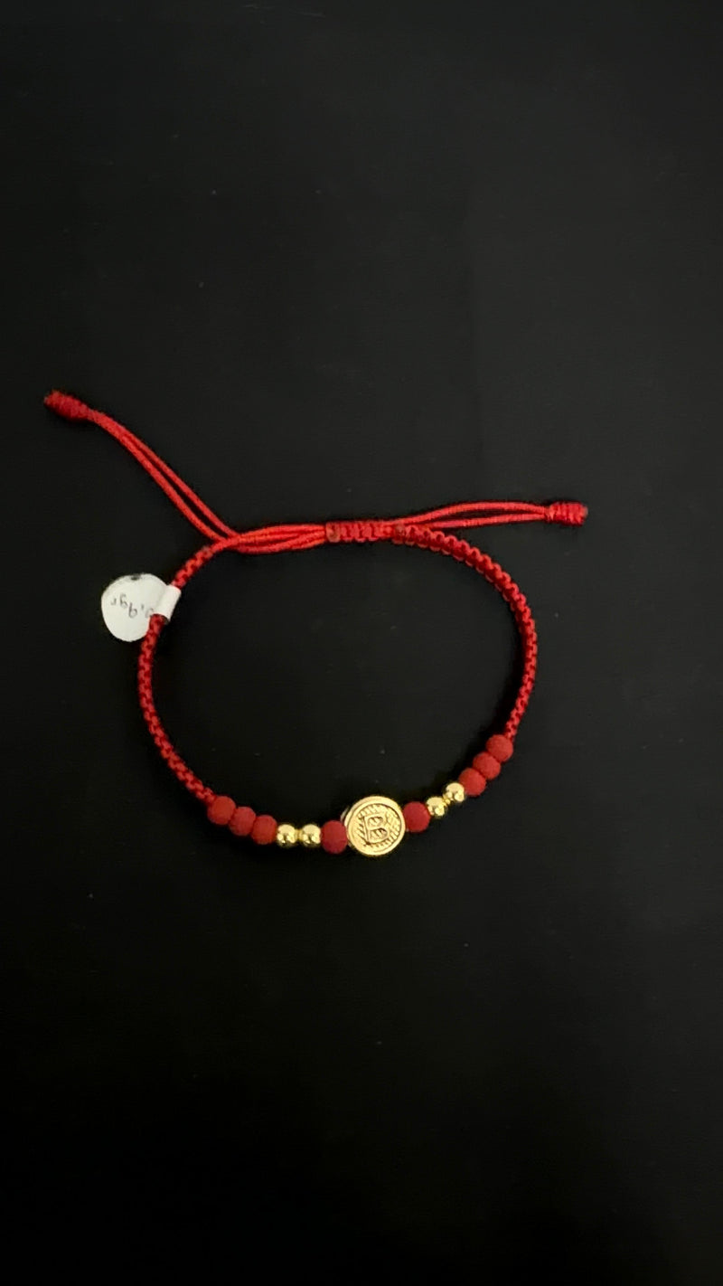 PULSERA TEJIDA HERRAJE LETRA B / 0,9gr/ Oro Nacional 18k