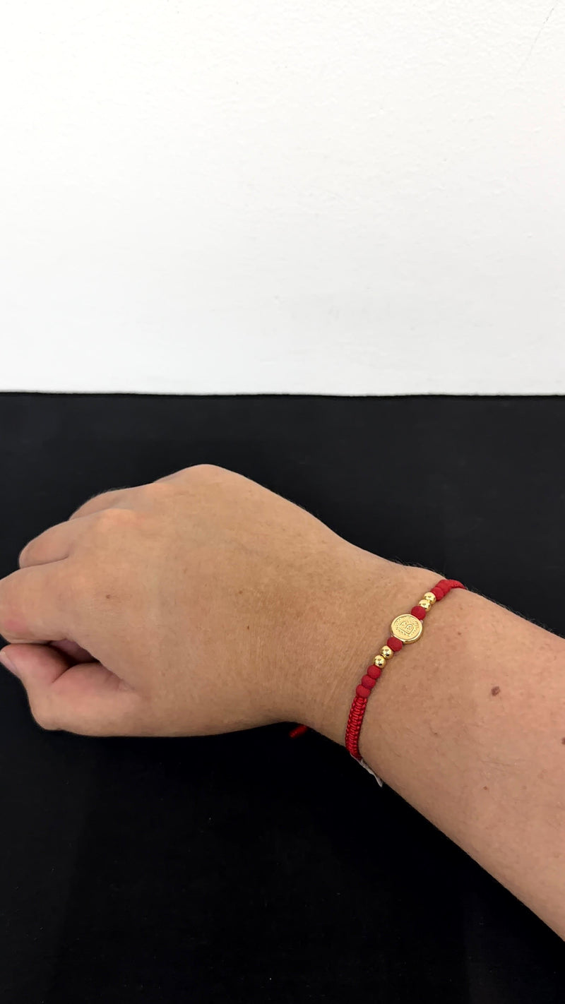 PULSERA TEJIDA HERRAJE LETRA B / 0,9gr/ Oro Nacional 18k